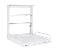 roba Cambiador de Pared Plegable + Colchón para Bebés - 2 Prácticos Estantes - Compacto - Soporta hasta 15 kg - Madera Blanca