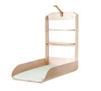 roba Cambiador Plegable de Pared en Madera Natural + Colchón Impermeable Style Verde Escarcha - 2 Estantes Prácticos - Diseño Curvado y Minimalista