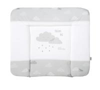 roba Colchón Cambiador 85 x 75 cm Dream Big - Bordes Elevados - Para Mesa Cambiador - Sin Ftalatos - Motivo de Nubes y Estrellas - Blanco/Gris