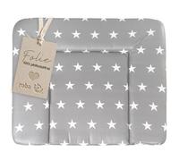 roba Colchón Cambiador Bebe Impermeable 85 x 75 cm - Little Stars - Borde Elevado - Superficie sin Ftalatos - Estampado de Estrellas Blancas sobre Fondo Gris