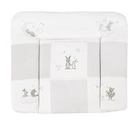 roba Colchón Cambiador Bebe Impermeable Fox y Bunny - 85 x 75 cm - con Diseño de Zorro y Conejo para Mesa Cambiador - Recubrimiento de PU - Gris Claro / Blanco