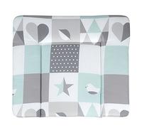 roba Colchón Cambiador Bebe Impermeable Happy Patch - 85 x 75 cm - Colchon para Niños y Niñas - Recubierto de PU - Verde / Gris / Blanco