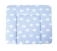 roba Colchón Cambiador Impermeable para Niñas y Niños - Kleine Wolke - 85 x 75 cm - Diseño de Nubes - Alfombra con Revestimiento de PU para Bebés - Azul Claro / Blanco