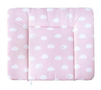 roba Colchón Cambiador Impermeable para Niñas y Niños - Kleine Wolke - 85 x 75 cm - Diseño de Nubes - Alfombra con Revestimiento de PU para Bebés - Rosa / Blanco