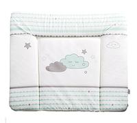 roba Colchon Cambiador para Bebés Happy Cloud - 85 x 75 cm - Alfombra Cambiador Impermeable con Diseño de Nubes - Recubierto de PU - Verde Menta / Blanco