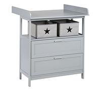 roba Cómoda Cambiador Hamburg 2 Puertas, con Tablero Extraíble, 2 Cajas de Almacenamiento de Tela Incluidas, Fijación a la Pared, Madera Gris