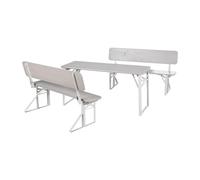 roba Conjunto de Asientos Infantil para Exterior, 2 Bancos con Respaldo + 1 Mesa, Madera Maciza Certificada FSC, Plegable, Gris, para Niños a Partir de 24 Meses