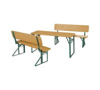 roba Conjunto de Asientos para Exteriores - Grupo de Asientos Infantiles con Respaldo de Madera Certificada por FSC - 2 Bancos + 1 Mesa - A Partir de 24 Meses - Natural/Verde