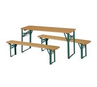 roba Conjunto de Asientos para Exteriores - Grupo de Asientos Infantiles de Madera Certificada por FSC - 2 Bancos + 1 Mesa - A Partir de 24 Meses - Natural/Verde