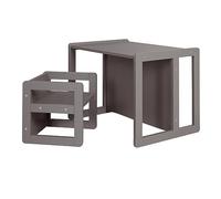 roba Conjunto de Mesa y Silla Reversibles para Niños - 3 Alturas de Asiento - Mesa Convertible en Banco - De 9 Meses a 10 Años - Madera Lacada en Antracita