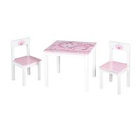 roba Conjunto Mesa + 2 Sillas Infantiles Krone - Diseño de Princesa y Corona - Juego de Muebles - Rosa / Blanco