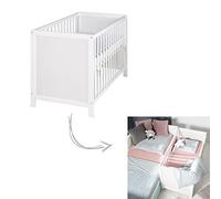 roba Cuna Colecho 60 x 120 cm - Colchón incluido - Altura ajustable - Convertible - Madera blanca