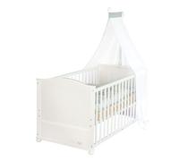 roba Cuna Completa 70 x 140 cm Woodland Buddies - Convertible con Accesorios - Colchón y Dosel - Juego de Ropa de Cama 100 x 135 cm - Blanco/Verde