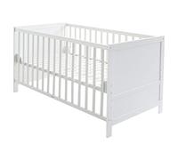 roba Cuna Convertible en Cama para Niños 70 x 140 - Cama Infantil con Barandilla Ajustable en 3 Alturas - 3 Barrotes Removibles - Madera Blanca