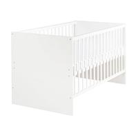 roba Cuna Evolutiva 70 x 140 cm Anton - Convertible en Cama Infantil - Ajustable en Altura - Incluye Lados de Conversión - 3 Barrotes Extraíbles - Madera Lacada Blanca