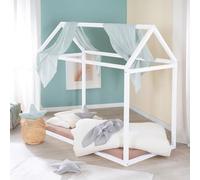 roba Cuna Infantil Montessori Sostenible en Forma de Casa 70 x 140 cm - Cama de Madera Maciza Certificada por FSC - A Partir de 12 Meses - Blanco