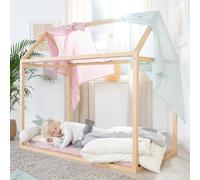 roba Cuna Infantil Montessori Sostenible en Forma de Casa 70 x 140 cm - Fabricada en Madera Maciza Certificada FSC - A Partir de 12 Meses - Bambú Natural
