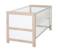 roba Cuna Malo 70 x 140 cm - Cuna Creciente - Altura Regulable - Convertible en Cama Junior - Madera lacada de Color Blanco/Decoración Roble Sonoma