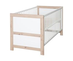 roba Cuna Malo 70 x 140 cm - Cuna Creciente - Altura Regulable - Convertible en Cama Junior - Madera lacada de Color Blanco/Decoración Roble Sonoma