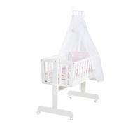 roba Cuna para bebé Kleine Wolke de 40 x 90 cm de Madera - Moisés y Cuna - Juego Completo con función de Bloqueo y Equipamiento Textil - Blanco/Rosa