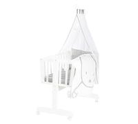roba Cuna para bebé Miffy® de 40 x 90 cm de Madera - Moisés y Cuna - Juego Completo con función de Bloqueo y Equipamiento Textil - Blanco/Gris