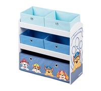 roba Estantería de Juguetes Infantil de Madera Paw Patrol - 5 Cajas de Tela Desmontables - Diseño de Perros - Mueble de Almacenamiento para Juguetes y Libros - Azul/Gris