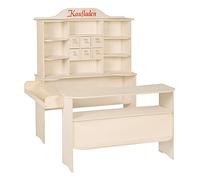 roba Gran Tienda de Juguete para Niños en Madera - Supermercado con 8 Compartimentos y 6 Cajones - Amplio Stand de Venta con 2 Mostradores - Natural