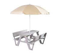 roba Conjunto de Mesa y sillas para niños de Exterior con Respaldo y sombrilla. Juego de Asientos Infantiles, Gris, Kindersitzgruppe 'Picknick for 4' Outdoor Set