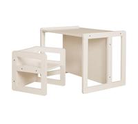 roba Juego de Asientos Infantiles 3 en 1 - Taburete Reversible y Banco Convertible en Mesa - Juego de Asientos para niños - Set de Madera Beige/Cachemira