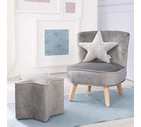 Roba Lil Sofá para niños, se compone de sofá infantil, sillón infantil, cojín decorativo con nube gris plateado Talla:Set klein 3-teilig
