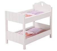 roba Litera para Muñecas Gemelas de Madera Blanca Fienchen - Cama para Muñecas Gemelas + 2 Mantas + 2 Cojines - Separable en 2 Camas - a Partir de 3 Años