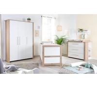roba Malo - Juego de 3 Piezas para habitación Infantil (Cuna, 70 x 140 cm, Cambiador y Armario Infantil de 3 Puertas, Madera lacada, Madera de Roble Artesano)