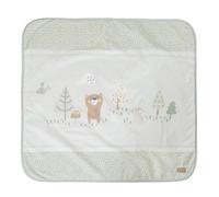 roba Manta Woodland Buddies 80 x 80 cm - Manta Reversible Suave - Algodón & Forro Polar Ultra-Tierno - Diseño Oso, Conejo & Abeja - Verde Pastel & Gris Plata
