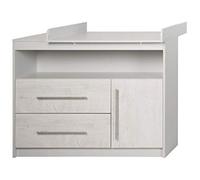 roba Maren 2 - Cambiador con cambiador (1 cajón, 1 puerta, 1 compartimento), color gris claro y blanco