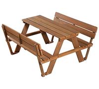 roba Mesa de Picnic Infantil Outdoor+ «Picknick for 4» con Respaldo - Madera Maciza - Mesa y Bancos para 4 Niños - Jardín, Terraza - Aspecto Teca