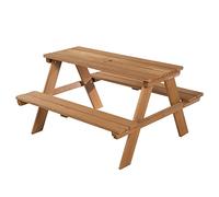 roba Mesa de Picnic Infantil Picknick for 4 con Respaldo, Madera Maciza, 4 Plazas, Mesa y Bancos para Jardín y Terraza, 50,5 x 107 x 89 cm, Color Teck