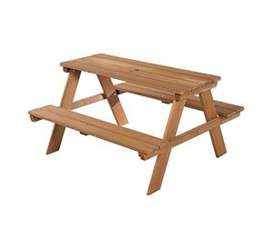 roba Mesa de Picnic Infantil Picknick for 4 con Respaldo, Madera Maciza, 4 Plazas, Mesa y Bancos para Jardín y Terraza, 50,5 x 107 x 89 cm, Color Teck