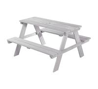 roba Mesa de Picnic para Niños Outdoor en Madera Maciza - Resistente Mesa de Exterior - Juego de Asiento Infantil para Jardín - 4 Plazas - Gris
