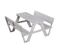 roba Mesa de Picnic para Niños Outdoor + Respaldo - Madera Maciza - Resistente Mesa de Exterior - Juego de Asiento Infantil para Jardín - 4 Plazas - Gris
