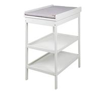 roba Mueble Cambiador + Colchón roba Style Gris Acolchado y Impermeable - Fácil de Limpiar - para Bebés desde el Nacimiento - Madera Blanca
