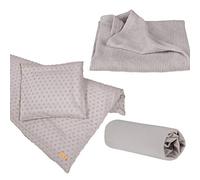 roba Organic Set Regalo Bebé Lil Planet, 3 Piezas, Ropa de Cuna, Sábana Bajera y Manta, Algodón Orgánico Gots, Gris Plata