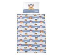 roba Paw Patrol Ropa de Cama Infantil - Funda Nórdica 100 x 135 cm + Funda de Almohada 40 x 60 cm de Algodón - Diseño de Perros Chase, Marshall, Rubble - Azul/Gris