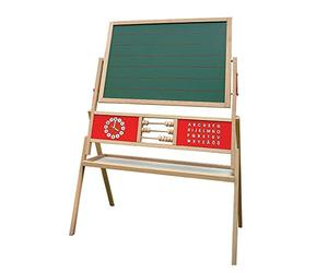 roba Pizarra Giratoria sobre Soporte para Niños - Doble Cara Tiza y Magnética - Ábaco y Estante Integrados - Ancho 83 cm