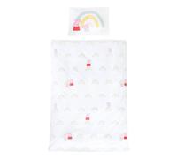 roba Ropa de Cama Infantil Peppa Pig - Funda Nórdica 100 x 135 cm + Funda de Almohada 40 x 60 cm de Algodón - Diseño de Arcoíris - Blanco/Rosa