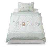 roba Ropa de Cama Infantil Woodland Buddies - Funda Nórdica de 100 x 135 cm + Funda de Almohada de 40 x 60 cm - Juego de Cama de 2 Piezas de Algodón - Beige/Blanco
