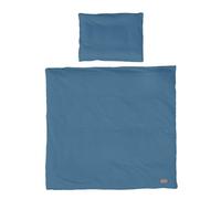 roba Ropa de Cuna Seashells Indigo 80 x 80 cm - Conjunto de Ropa de Cama 2 pz para Bebés - Hecho de Algodón Orgánico - Certificado Gots y Oeko-Tex 100 - Azul