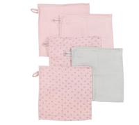 roba Set de 5 Manoplas de Baño para Bebé Lil Planet, Muselina de 100 % Algodón Orgánico, 25 x 25 cm, GOTS y OEKO-TEX®, Rosa, Malva y Gris