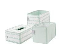 roba Set Organizador de Cuidado Happy Cloud - 3 Piezas - 2 Cajas para Pañales y Accesorios - 1 Caja para Toallitas Húmedas - Motivo de Nubes - Color Menta