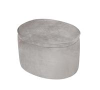 Roba Taburete infantil con función de almacenamiento "Lil Sofa" para niños y niñas, ovalado, cómodo taburete infantil con tela de terciopelo gris, para habitación de niños o bebés