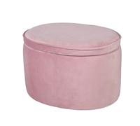 Roba Taburete Infantil Lil sofá con Espacio de Almacenamiento, Taburete Ovalado en Tela de Terciopelo Rosa, Muebles tapizados puf para habitación Infantil, Altura del Asiento 27 cm